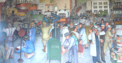 The view from the top of the Coit Tower is amazing; as are these depression-era murals